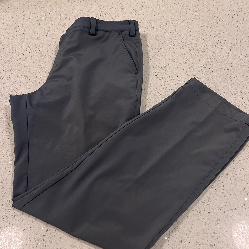ADIDAS Golf Pants Gray Stretch Performance Flat Front 34x32 Water-Resistant